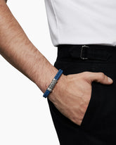 Chevron Bracelet in Blue Rubber with Sterling Silver, 9mm